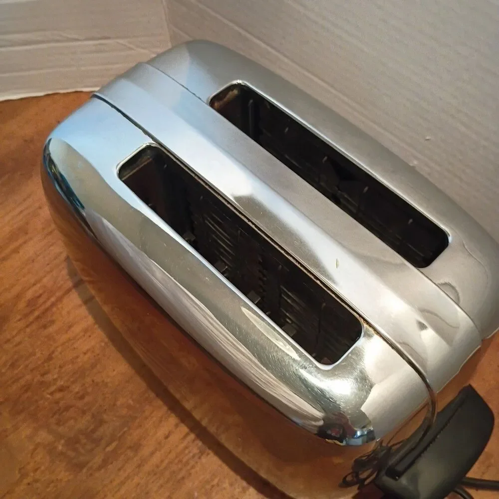 Vtg MCM Art Deco General Electric Chrome 2 Slice Pop Up Toaster 82T82